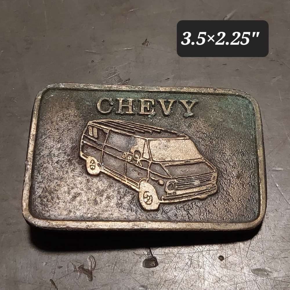 Rare Vintage "Chevy"Name With Cargo Van Picture Belt Buckle #1014 3.5x2.25"